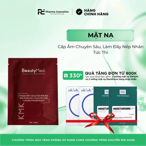 BEAUTYMED KMK - ANTI-AGING BIOCELLULOSE MASK - HYALURONIC: Mặt Nạ Cấp Ẩm Chuyên Sâu, Làm Đầy Nếp Nhăn Tức Thì