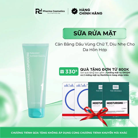 GERMAINE DE CAPUCCINI PUREXPERT EXTRA-COMFORT CLEANSING GEL: Gel Rửa Mặt Cân Bằng Dầu Vùng Chữ T, Dịu Nhẹ Cho Da Hỗn Hợp