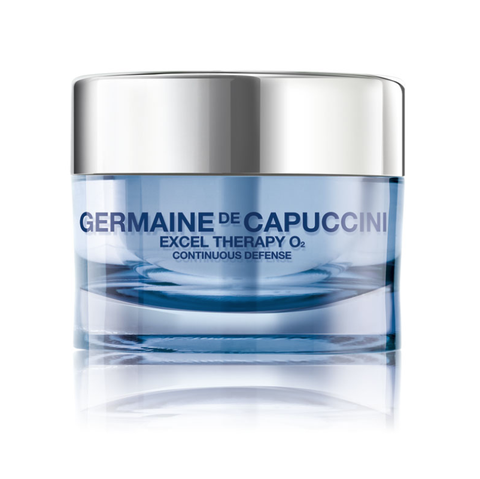 GERMAINE DE CAPUCCINI EXCEL THERAPY O2 CONTINUOUS DEFENSE ESSENTIAL YOUTHFULNESS EMULSION: Kem Dưỡng Chống Ô Nhiễm, Bảo Vệ Da Khỏi Ánh Sáng Xanh
