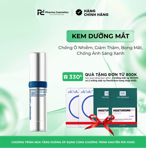 GERMAINE DE CAPUCCINI EXCEL THERAPY O2 ESSENTIAL YOUTHFULNESS EYE-CONTOUR CREAM: Kem Mắt Chống Ô Nhiễm, Giảm Thâm, Bọng Mắt, Chống Ánh Sáng Xanh