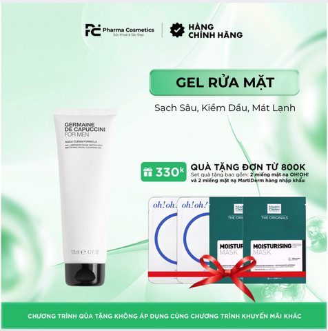 GERMAINE DE CAPUCCINI FOR MEN AQUA CLEAN FORMULA GEL: Gel Rửa Mặt Cho Nam Sạch Sâu, Kiềm Dầu, Mát Lạnh