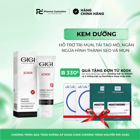 GIGI ACNON OVERNIGHT TREATMENT / KEM DƯỠNG BAN ĐÊM HỖ TRỢ TRỊ MỤN, TÁI TẠO MÔ, NGĂN NGỪA HÌNH THÀNH SẸO VÀ MỤN  