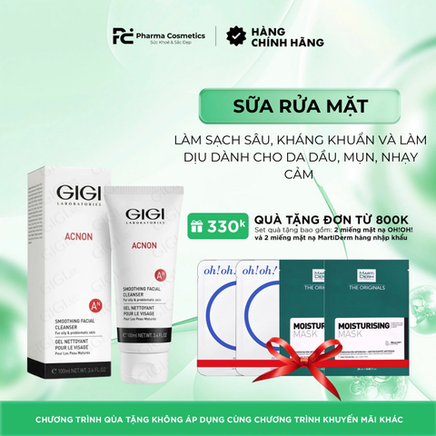 GIGI ACNON SMOOTHING FACIAL CLEANSER / SỮA RỬA MẶT LÀM SẠCH SÂU, KHÁNG KHUẨN VÀ LÀM DỊU DÀNH CHO DA DẦU, MỤN, NHẠY CẢM 