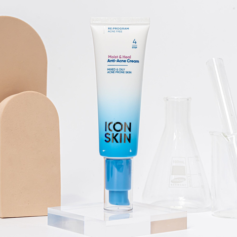 ICON SKIN MOIST & HEAL ANTI ACNE CREAM / KEM DƯỠNG ẨM, GIẢM MỤN & PHỤC HỒI DA CHO DA DẦU MỤN 
