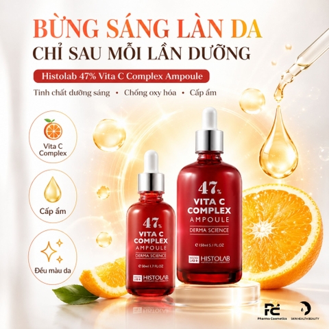 Histolab 47% Vita C Complex Ampoule – Tinh Chất Dưỡng Trắng & Chống Oxy Hóa, Cho Làn Da Sáng Khỏe Rạng Ngời