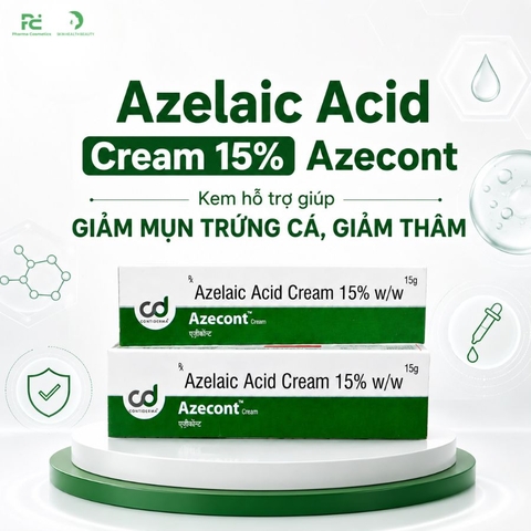 Azelaic Acid Cream 15% Azecont: Kem Điều Trị Mụn Trứng Cá, Giảm Thâm & Hiệu Chỉnh Sắc Tố Da