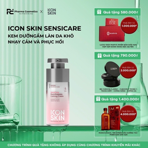 ICON SKIN SENSICARE PRE&PROBIOTIC CALMING CREAM / KEM DƯỠNG LẬP TỨC LÀM ẨM LÀN DA KHÔ NHẠY CẢM VÀ PHỤC HỒI HÀNG RÀO BẢO VỆ, NHANH CHÓNG LOẠI BỎ BONG TRÓC 