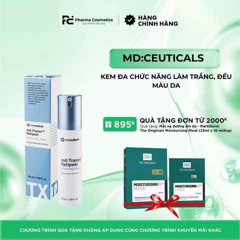 MD:TRANEX RETIPEEL WHITENING CREAM / KEM ĐA CHỨC NĂNG LÀM TRẮNG, ĐỀU MÀU DA, LOẠI BỎ VÀ NGĂN NGỪA TĂNG SẮC TỐ SAU ĐIỀU TRỊ