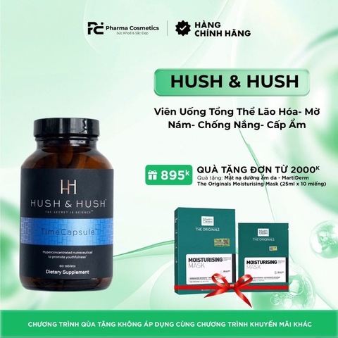 HUSH & HUSH TimeCapsule/ Viên Uống Tổng Thể Lão Hóa- Mờ Nám- Chống Nắng- Cấp Ẩm