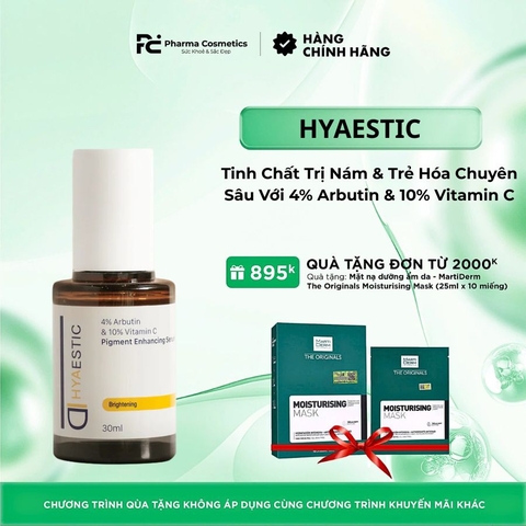 HYAESTIC PIGMENT ENHANCING SERUM: Tinh Chất Trị Nám & Trẻ Hóa Chuyên Sâu Với 4% Arbutin & 10% Vitamin C