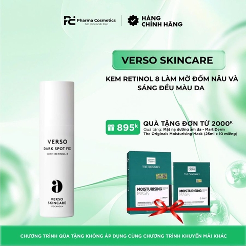 VERSO DARK SPOT FIX / KEM RETINOL 8 LÀM MỜ ĐỐM NÂU VÀ SÁNG ĐỀU MÀU DA ( THUẦN CHAY)