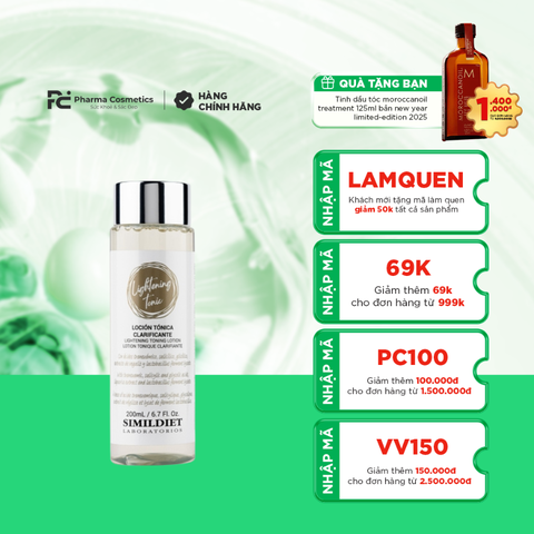 SIMILDIET LIGHTENING TONING LOTION / DUNG DỊCH CÂN BẰNG, GIẢM ĐỘ SẪM MÀU CỦA CÁC ĐỐM SẮC TỐ VÀ ĐỒNG ĐỀU MÀU DA, LÀM SÁNG KHỎE NỀN DA 