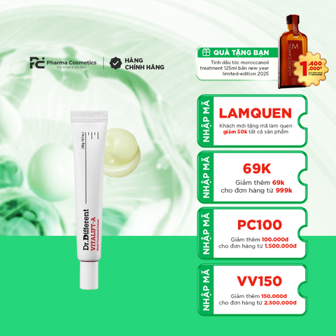 DR.DIFFERENT VITALIFT-A / KEM DƯỠNG CHỐNG LÃO HÓA, CẢI THIỆN NẾP NHĂN, GIẢM CHẠY XỆ ( Retinal 0.05%)
