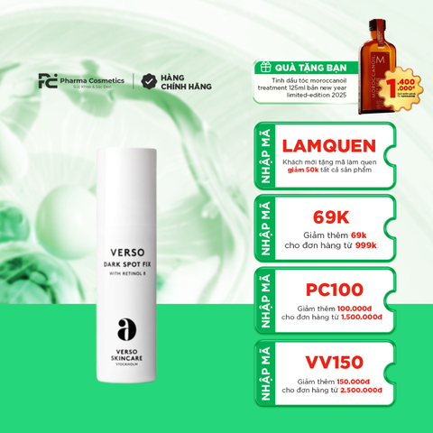 VERSO DARK SPOT FIX / KEM RETINOL 8 LÀM MỜ ĐỐM NÂU VÀ SÁNG ĐỀU MÀU DA ( THUẦN CHAY)