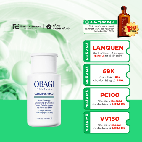OBAGI CLENZIDERM M.D. PORE THERAPY EXFOLIATING BHA TONER / TONER LÀM SẠCH MỤN, TẨY TẾ BÀO CHẾT 