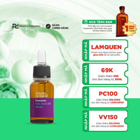 JULIETTE ARMAND FOLIC ACID (B9) SERUM: Tinh Chất Tái Tạo & Phục Hồi - Tăng Cường Hệ Miễn Dịch Cho Làn Da Khỏe Mạnh