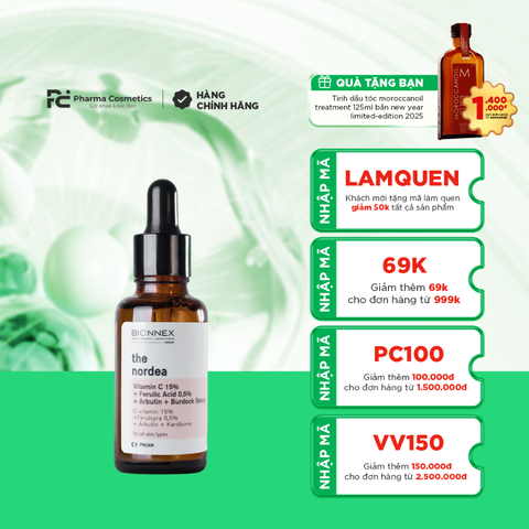 BIONNEX VITAMIN C 15% + FERULIC ACID 0,5% + ARBUTIN + BURDOCK SERUM / TINH CHẤT LÀM TRẮNG SÁNG, ĐỀU MÀU VÀ NGỪA NÁM