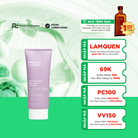 PAULA'S CHOICE SKIN REVEALING BODY LOTION 10% AHA: Kem Dưỡng Thể Làm Sáng & Đều Màu Da