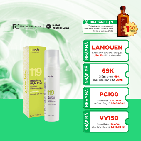 PURLÉS REPAIRING NIGHT PEEL / KEM PEEL AHA BAN ĐÊM GIÚP TRẮNG SÁNG, TRẺ HÓA, PHỤC HỒI VÀ SĂN CHẮC LÀN DA