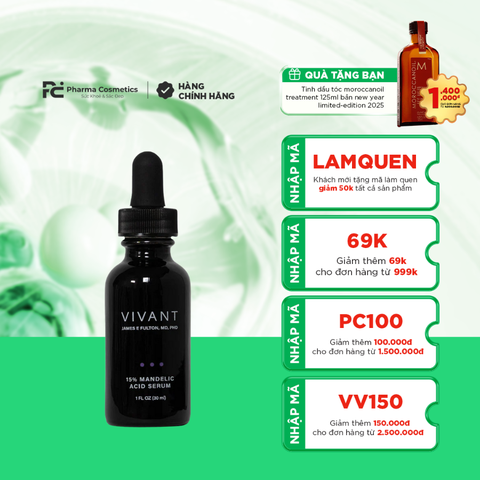 VIVANT 15% MANDELIC ACID 3-IN-1 SERUM / SERUM ĐIỀU TRỊ MỤN TRỨNG CÁ, LÃO HÓA, SẮC TỐ KHÔNG ĐỀU