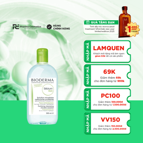 SÉBIUM H2O 500ML/ DUNG DỊCH LÀM SẠCH VÀ TẨY TRANG MICELLAR
