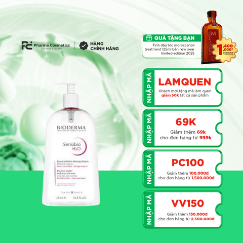 SENSIBIO H2O/DUNG DỊCH TẨY TRANG VÀ LÀM SẠCH MICELLAR (1000ML)