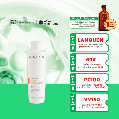AINHOA SKIN PRIMERS EYE & LIP MAKEUP REMOVER / NƯỚC TẨY TRANG MẮT VÀ MÔI ( THUẦN CHAY)