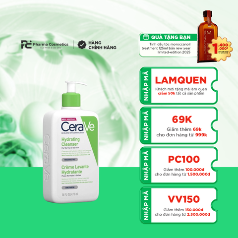 CeraVe Hydrating Cleanser: Sữa Rửa Mặt Dịu Nhẹ - Cấp Ẩm Chuyên Sâu Cho Da Khô, Nhạy Cảm