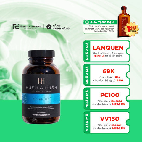 HUSH & HUSH ShieldUp / VIÊN UỐNG TĂNG CƯỜNG HỆ MIỄN DỊCH, CHỐNG TIA UV