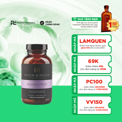 HUSH & HUSH MindYourMind / VIÊN UỐNG HỖ TRỢ GIẤC NGỦ, CẢM CĂNG THẲNG