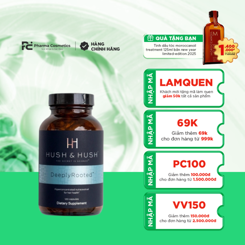 HUSH & HUSH DeeplyRooted/ VIÊN UỐNG ĐẸP TÓC VÀ GIÚP TĂNG TRƯỞNG MỌC TÓC