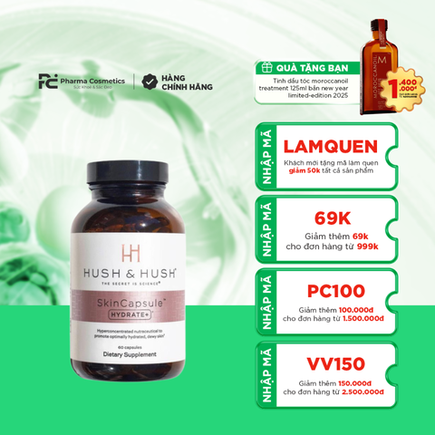 HUSH & HUSH SkinCapsule HYDRATE +/ VIÊN UỐNG CẤP NƯỚC CHO DA KHÔ, MẤT NƯỚC
