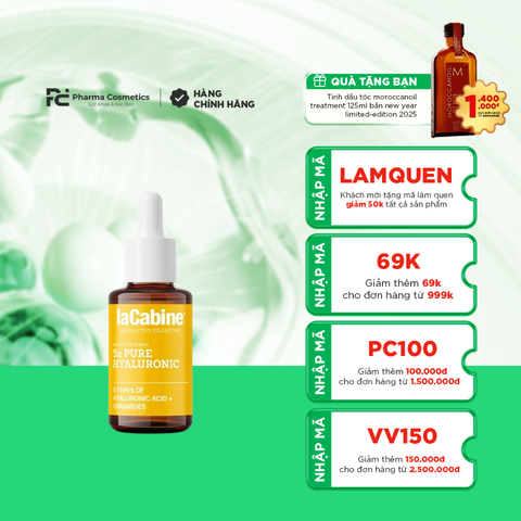 LACABINE 5X PURE HYALURONIC SERUM / TINH CHẤT DƯỠNG ẨM VÀ LÀM MỜ NẾP NHĂN