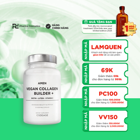 CODEAGE AMEN VEGAN COLLAGEN BUILDER / VIÊN UỐNG THUẦN CHAY GIÚP LÀM SÁNG ĐỀU MÀU DA, TĂNG SINH COLLAGEN