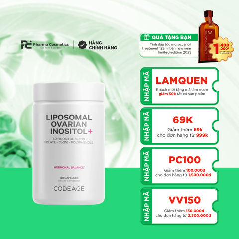 CODEAGE LIPOSOMAL OVARIAN INOSITOL / VIÊN UỐNG BỔ SUNG CHO PHỤ NỮ ĐƯỢC ĐIỀU CHẾ GIÚP HỖ TRỢ SỨC KHỎE BUỒNG TRỨNG VÀ CÂN BẰNG NỘI TIẾT