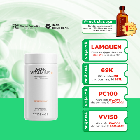 CODEAGE ADK VITAMINS / VIÊN UỐNG TĂNG CƯỜNG HỖ TRỢ CƠ THỂ HOẠT ĐỘNG KHỎE MẠNH