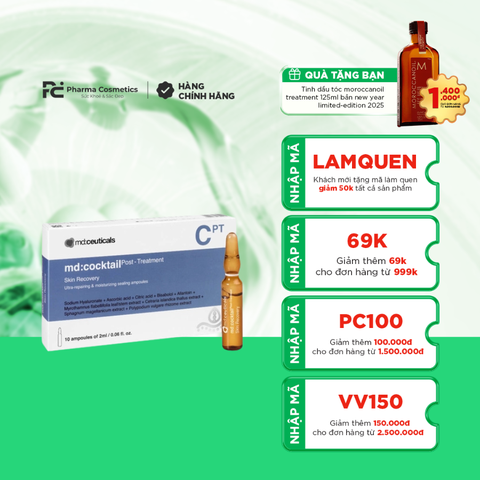 MD:COCKTAIL POST TREATMENT SKIN RECOVERY / SERUM LÀM DỊU DA SƯNG, DA DỊ ỨNG & PHỤC HỒI DA SAU THỦ THUẬT NHƯ PEEL, LASER & LĂN KIM