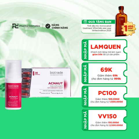 BỘ ĐÔI TRONG UỐNG NGOÀI THOA ĐIỀU TRỊ MỤN BIOTRADE/ ĐIỀU TRỊ MỤN TRỨNG CÁ NỘI TIẾT, MỤN MỦ, XƯNG VIÊM