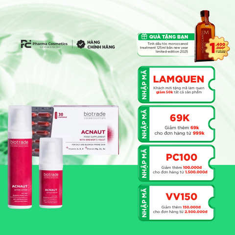 BỘ BA BIOTRADE ACNAUT ĐẶC TRỊ MỤN NỘI TIẾT, MỤN MỦ, MỤN XƯNG VIÊM, MỤN ẨN BÍT TẮC