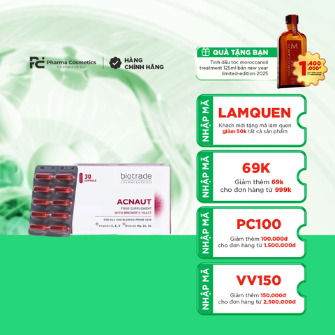 BIOTRADE ACNAUT FOOD SUPPLEMENT 30 CAPSULES / VIÊN UỐNG TRỊ MỤN