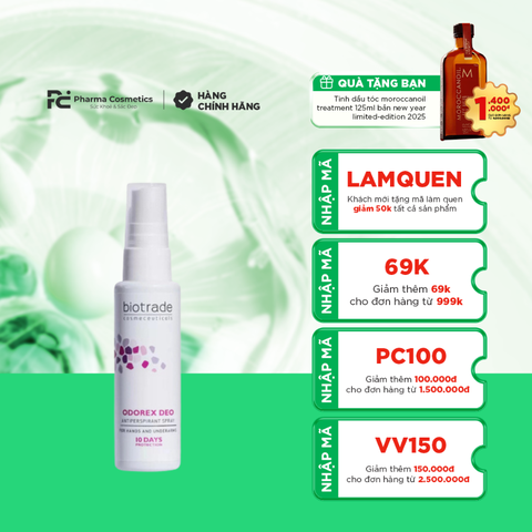 BIOTRADE ODOREX DEO ANTIPERSPIRANT SPRAY FOR HANDS AND UNDERARMS / XỊT KHỬ MỒI HÔI CƠ THỂ