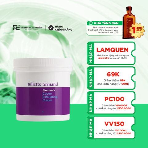 JULIETTE ARMAND ELEMENTS CACAO EXFOLIATING CREAM: Tẩy Tế Bào Chết Hạt Cacao & Hạnh Nhân Cho Da Mịn Màng, Tươi Sáng ( 280ML)