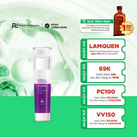 JULIETTE ARMAND AHA PREPARATION LOTION: Nước Cân Bằng AHA – Tái Sinh & Dưỡng Ẩm Cho Làn Da Sáng Khỏe