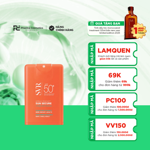 SUN SECURE SPRAY POCKET SPF50+ 20ML/ XỊT CHỐNG NẮNG SPF50+, DẠNG BỎ TÚI, CHỐNG NẮNG CHO MỌI LOẠI DA