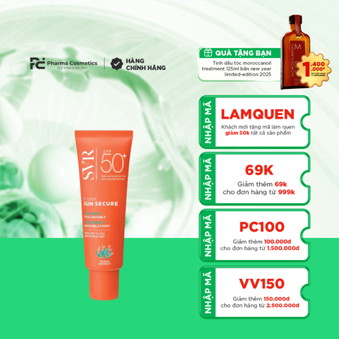 SVR SUN SECURE FLUIDE SPF50+ 50ML/ KEM CHỐNG NẮNG TRONG SUỐT VÀ KHÔNG GÂY NHỜN DA SVR SUN SECURE FLUIDE SPF50+ 50ML