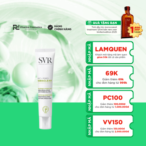 SVR SEBIACLEAR MAT+PORES 40ML / KEM DƯỠNG GIÚP GIẢM MỤN KIỀM DẦU