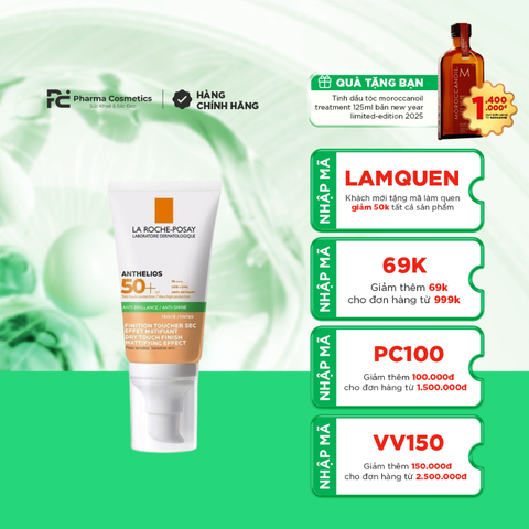 LA ROCHE POSAY ANTHELIOS DRY TOUCH TINTED / KEM CHỐNG NẮNG GIÚP KIỂM SOÁT BÓNG NHỜN, GIÚP LÀM ĐỀU MÀU DA & BẢO VỆ DA TRƯỚC TÁC HẠI CỦA TIA UVB-UVA DÀNH CHO DA NHẠY CẢM