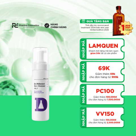 DR.DIFFERENT ZERO CLEANSER PH.D / SỮA RỬA MẶT DẠNG BỌT DÀNH RIÊNG CHO DA NHẠY CẢM VÀ DA HỖN HỢP