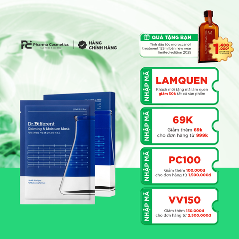 DR.DIFFERENT CALMING & MOISTURE MASK (5EA) / MẶT NẠ LÀM DỊU VÀ DƯỠNG ẨM CHUYÊN SÂU