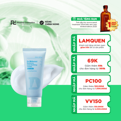 DR.DIFFERENT HYALURON COOL SOOTHING CREAM / KEM DƯỠNG ẨM VÀ LÀM DỊU DA TỨC THÌ 
